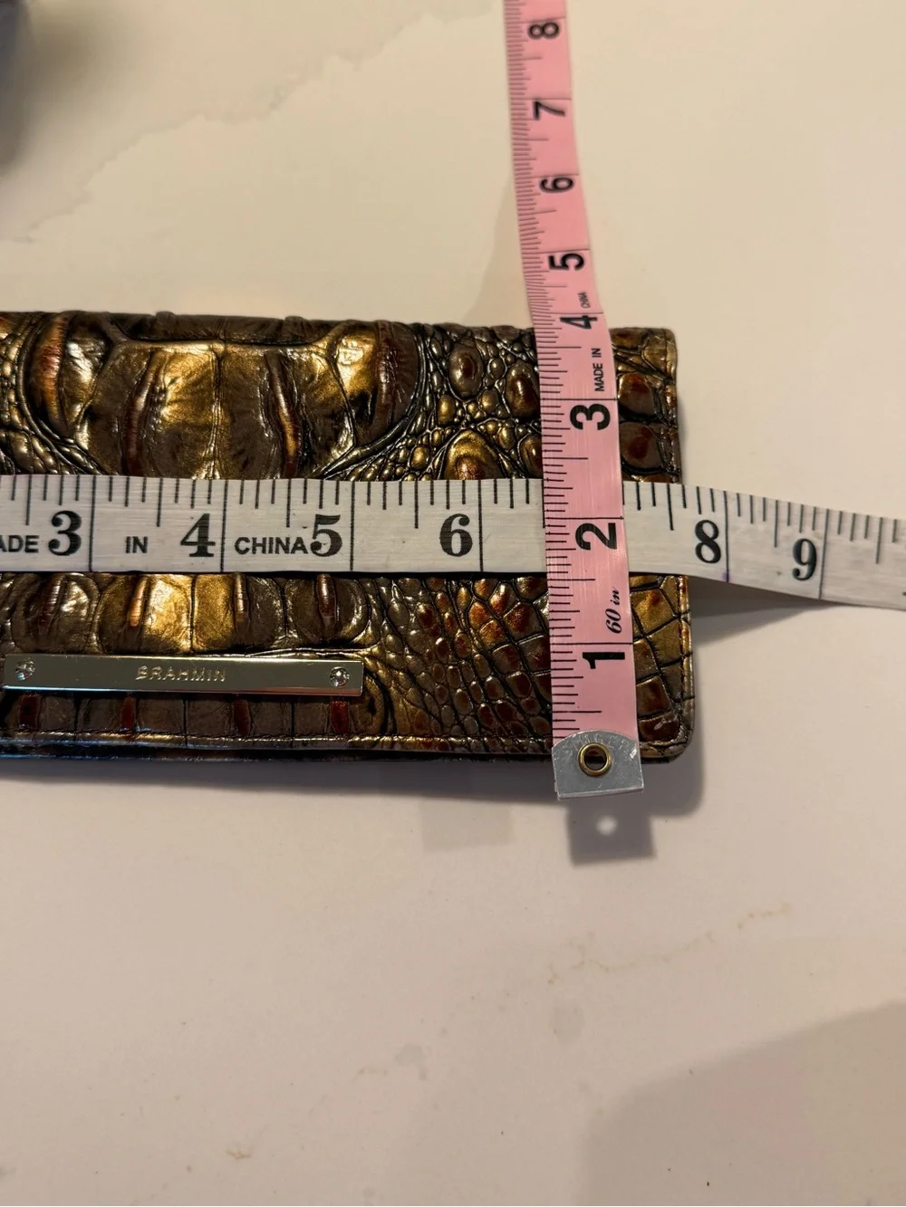 Brahmin Iridescent Brown Croc-Embossed Leather Clutch - Picture 8 of 10
